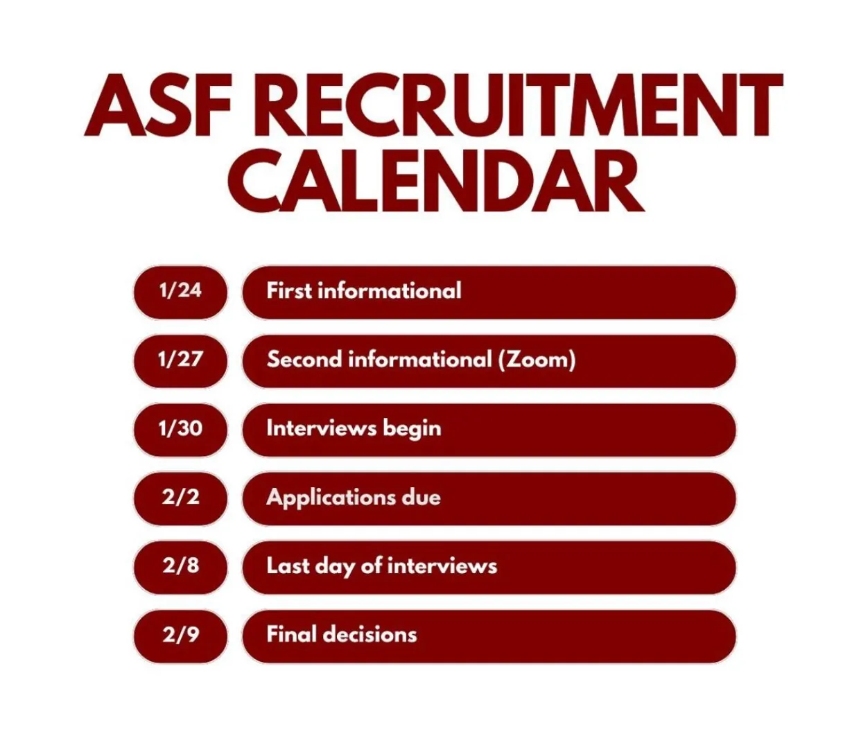 Recruitment Calendar
